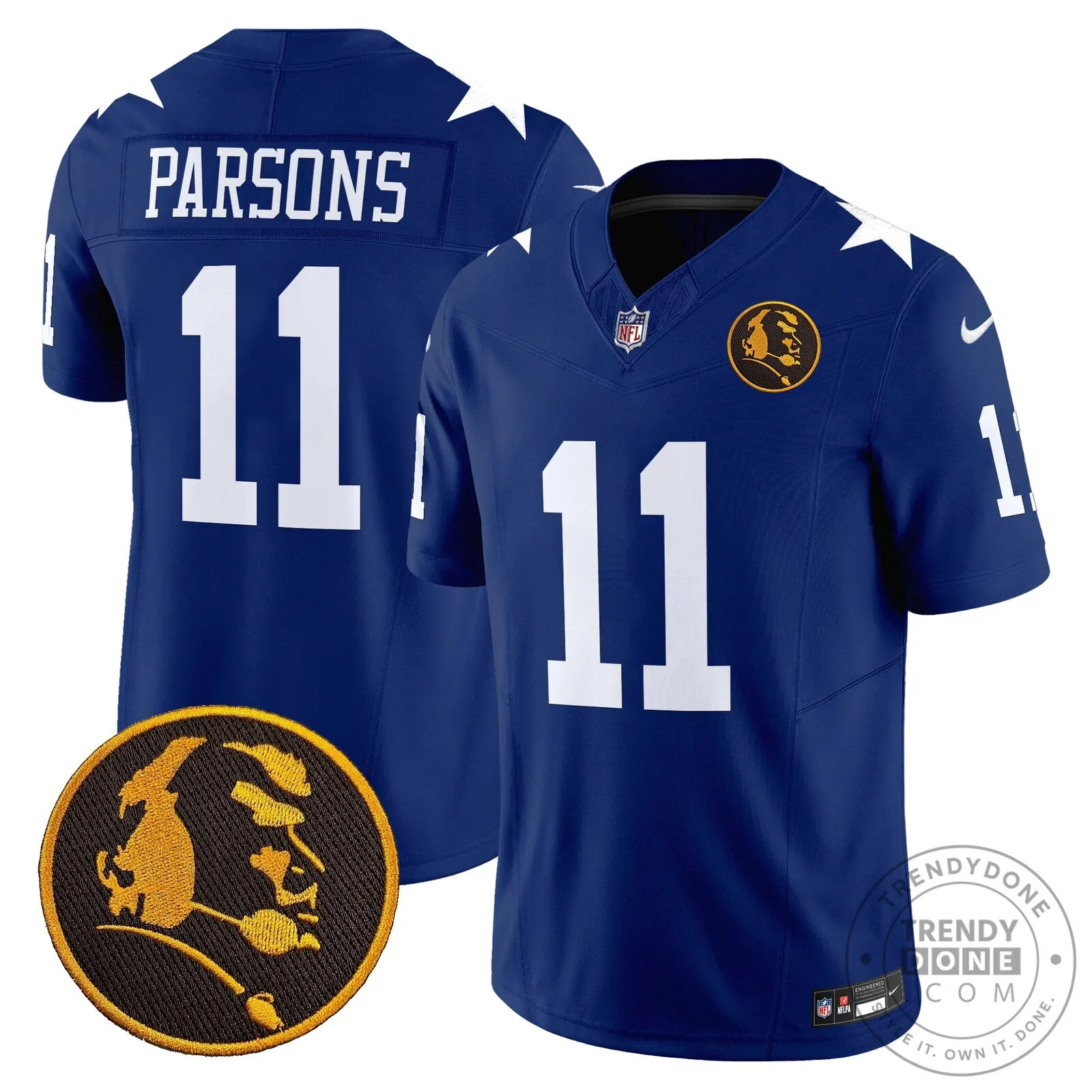 Dallas Cowboys Number 10 Football Jersey featuring John Madden Rush Design 81 Dallas Cowboys Number 10 Football Jersey featuring John Madden Rush Design