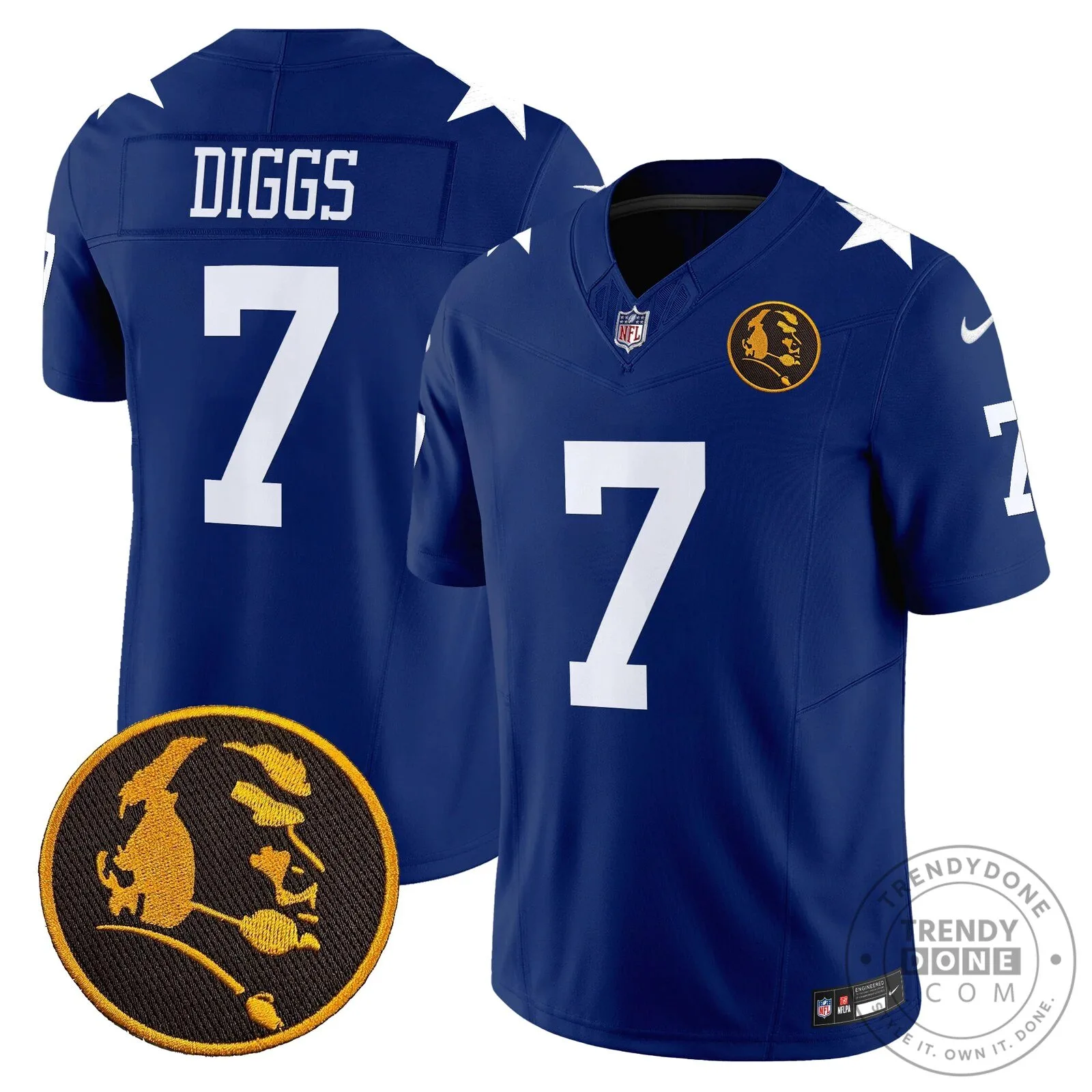 Dallas Cowboys Number 10 Football Jersey featuring John Madden Rush Design 83 Dallas Cowboys Number 10 Football Jersey featuring John Madden Rush Design