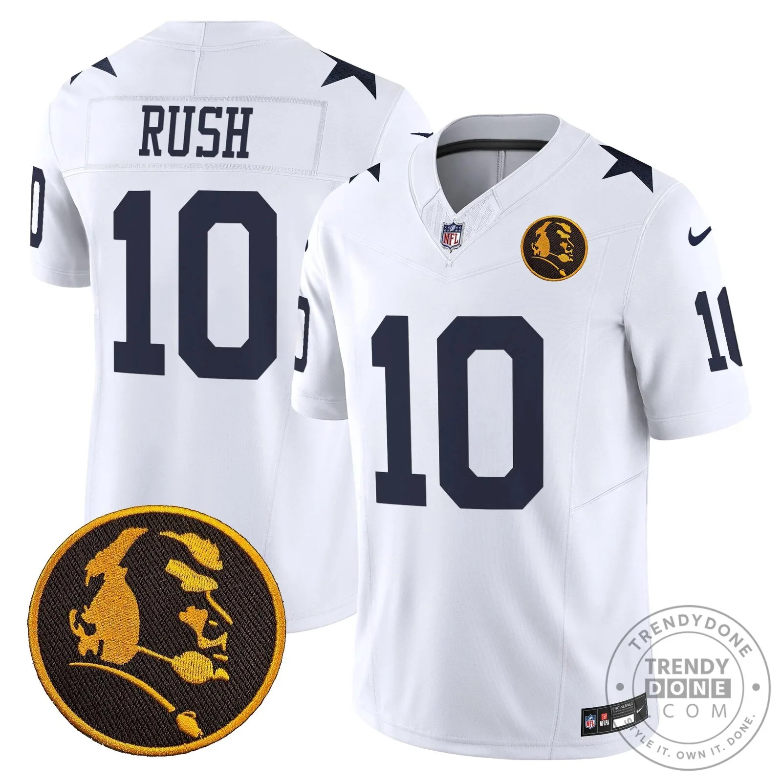 Dallas Cowboys Number 10 Football Jersey featuring John Madden Rush Design 85 Dallas Cowboys Number 10 Football Jersey featuring John Madden Rush Design