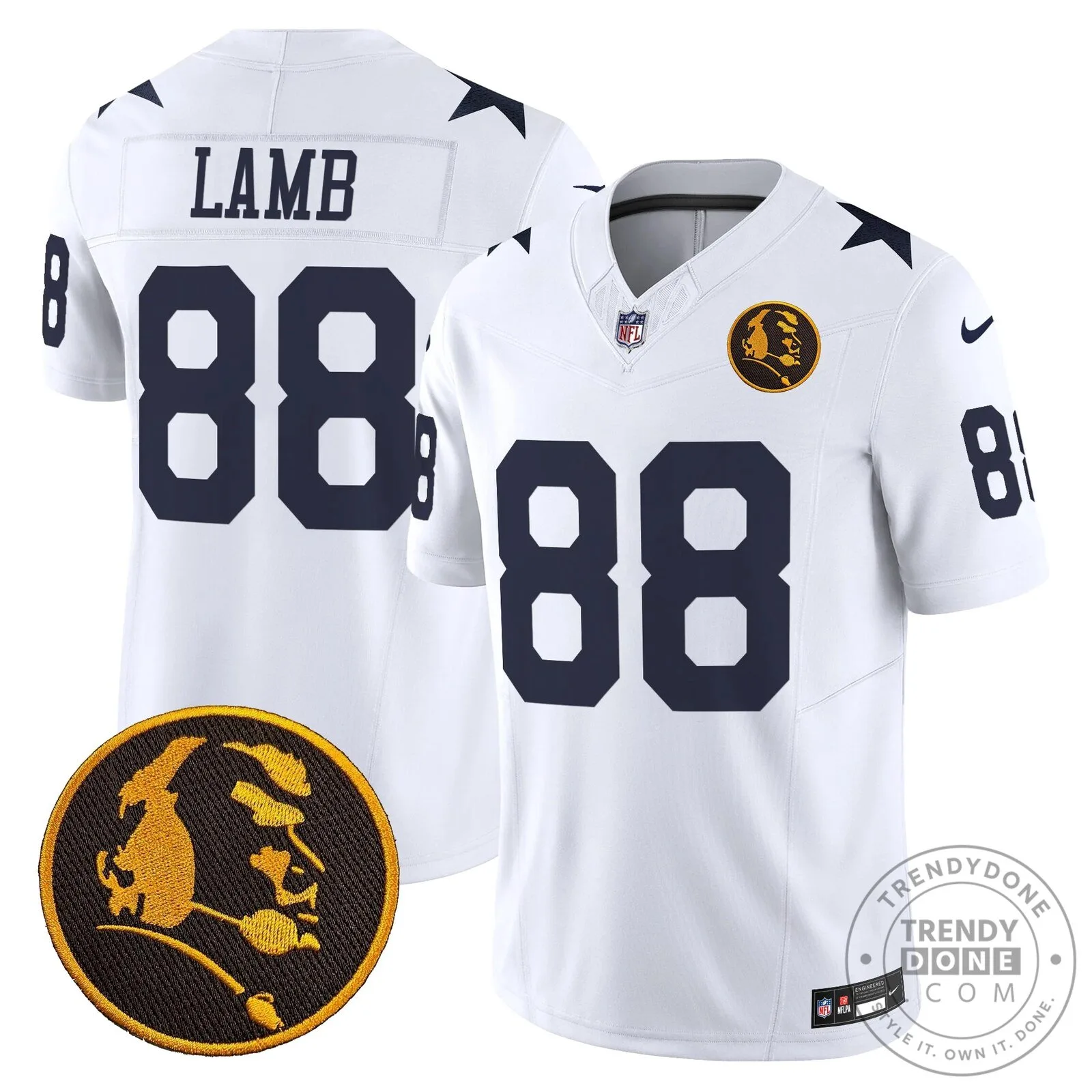 Dallas Cowboys Number 10 Football Jersey featuring John Madden Rush Design 88 Dallas Cowboys Number 10 Football Jersey featuring John Madden Rush Design