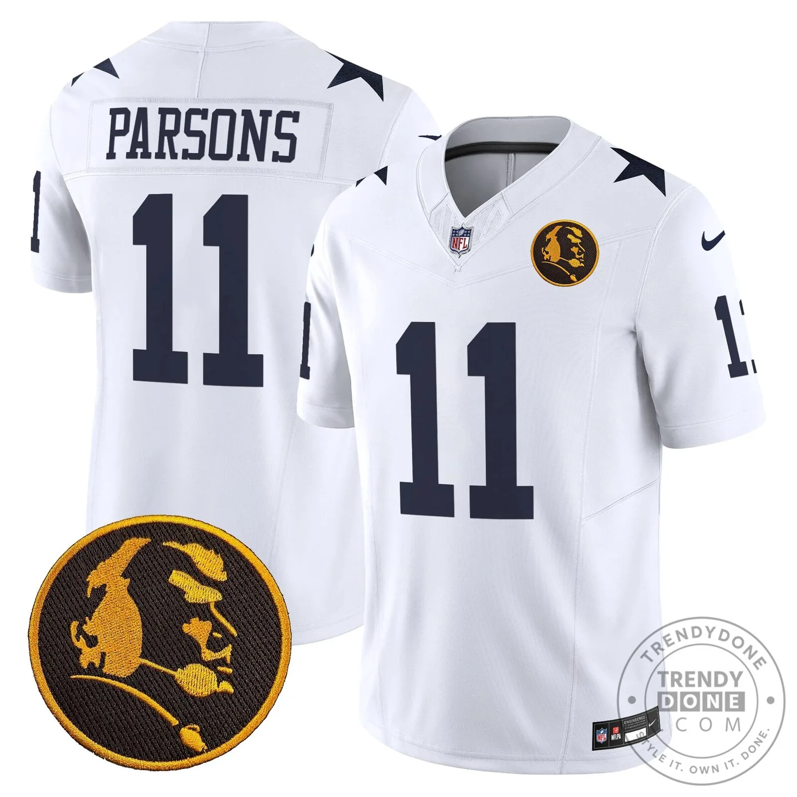 Dallas Cowboys Number 10 Football Jersey featuring John Madden Rush Design 90 Dallas Cowboys Number 10 Football Jersey featuring John Madden Rush Design