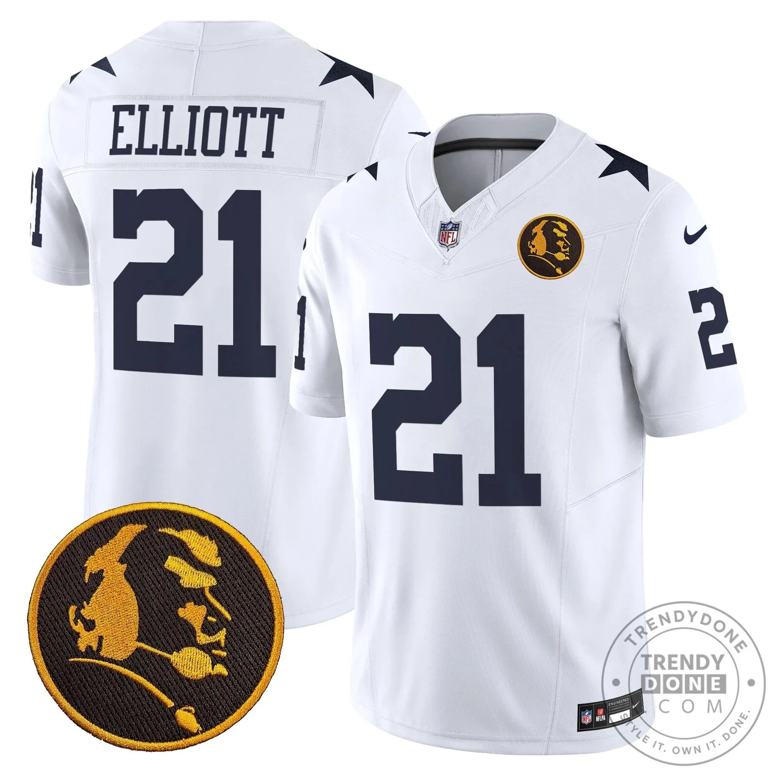 Dallas Cowboys Number 10 Football Jersey featuring John Madden Rush Design 91 Dallas Cowboys Number 10 Football Jersey featuring John Madden Rush Design