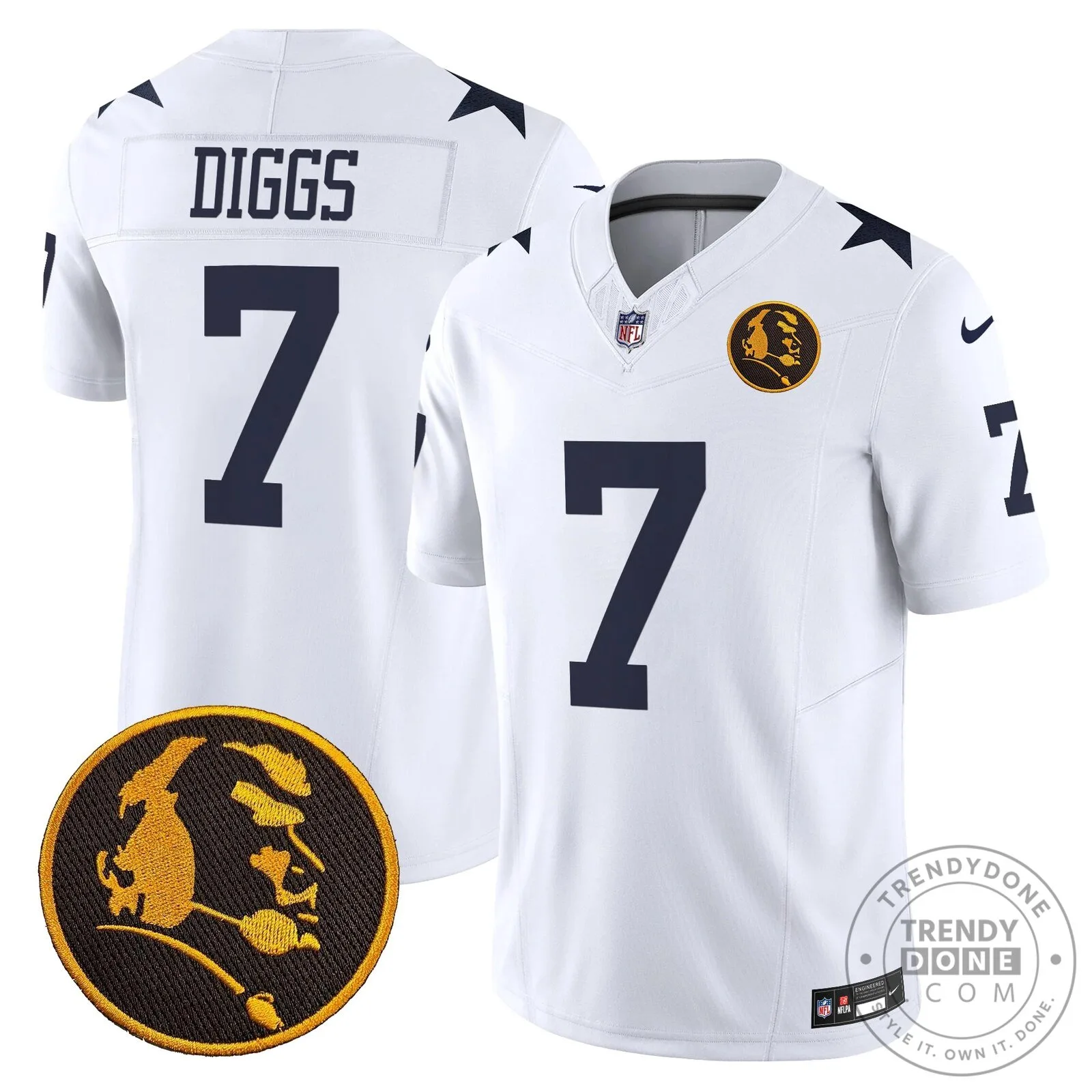Dallas Cowboys Number 10 Football Jersey featuring John Madden Rush Design 92 Dallas Cowboys Number 10 Football Jersey featuring John Madden Rush Design