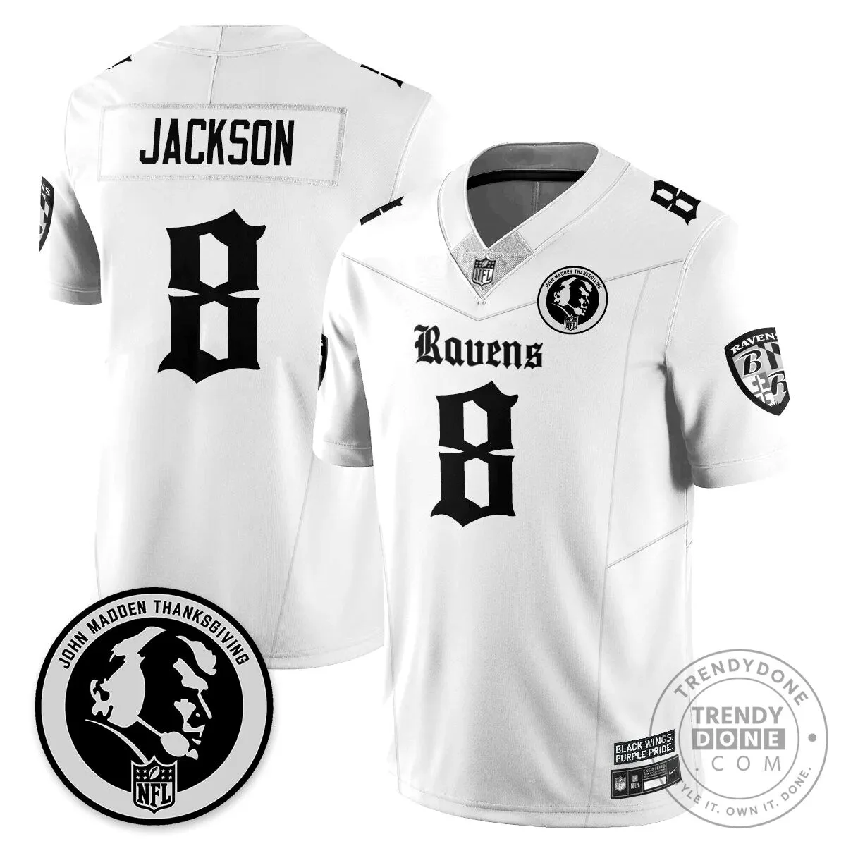 Lamar Jackson Baltimore Ravens Jersey for Thanksgiving by John Madden 42 Lamar Jackson Baltimore Ravens Jersey for Thanksgiving by John Madden