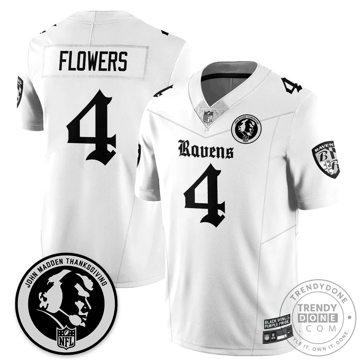 Lamar Jackson Baltimore Ravens Jersey for Thanksgiving by John Madden 44 Lamar Jackson Baltimore Ravens Jersey for Thanksgiving by John Madden