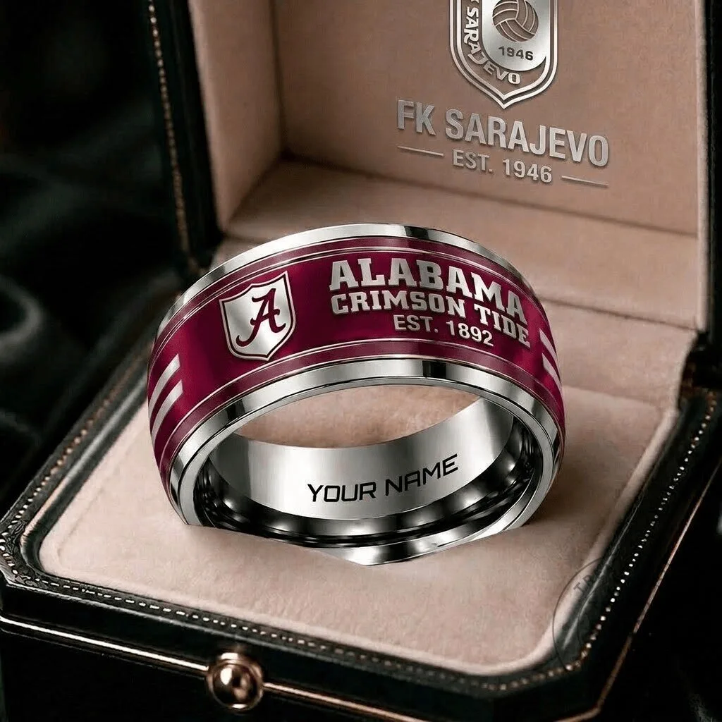 Alabama Crimson Tide Personalized Stainless Steel Engraved Ring