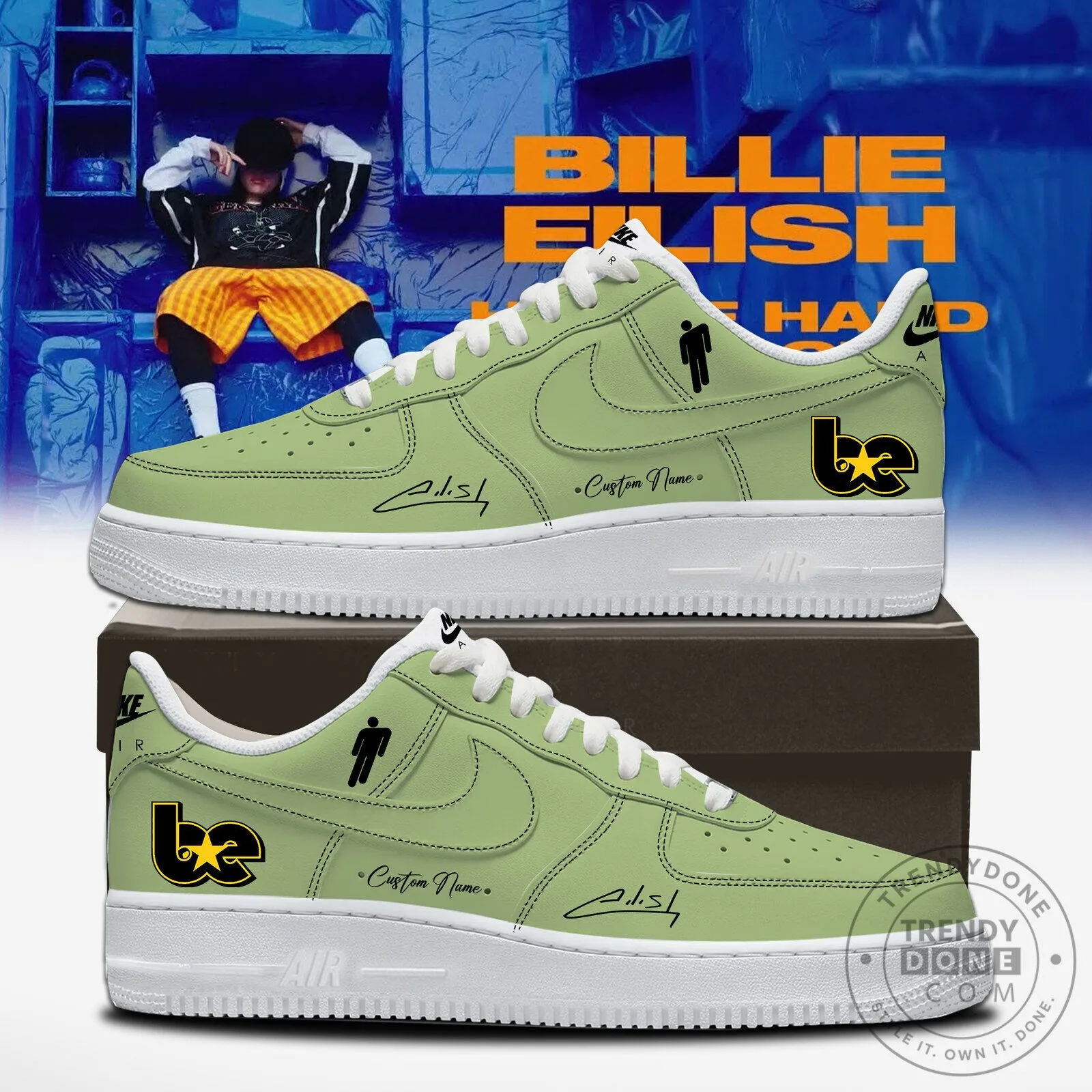 Custom Name Sneakers for Billie Eilish's Hit Me Hard and Soft Tour Collection