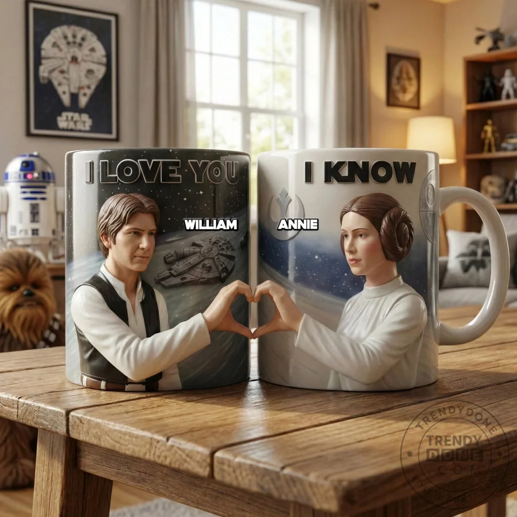 Star Wars Han Solo and Princess Leia I Love You I Know Personalized Coffee Mug Star Wars Han Solo and Princess Leia I Love You I Know Personalized Coffee Mug