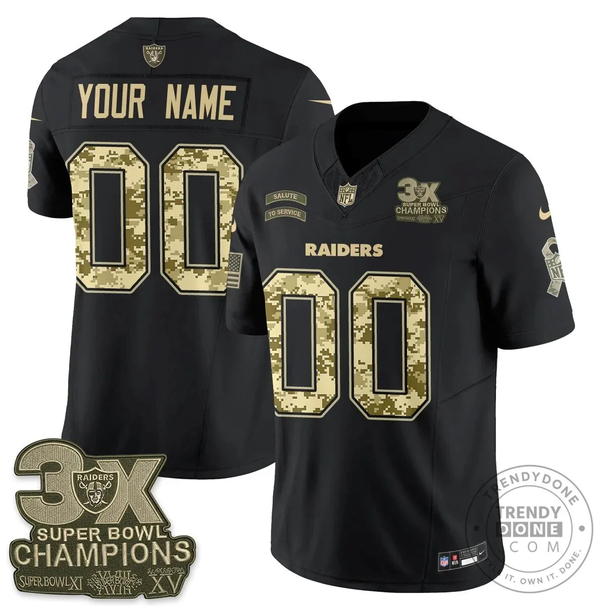 Las Vegas Raiders Salute to Service Super Bowl Champions Custom Football Jersey 9 Las Vegas Raiders Salute to Service Super Bowl Champions Custom Football Jersey