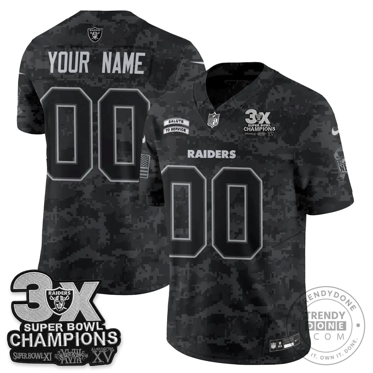 Las Vegas Raiders Salute to Service Super Bowl Champions Custom Football Jersey 11 Las Vegas Raiders Salute to Service Super Bowl Champions Custom Football Jersey