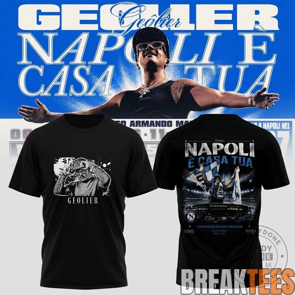 Geolier Napoli È Casa Tua Italian Rapper Concert Tour Black T-Shirt 8 Geolier Napoli È Casa Tua Italian Rapper Concert Tour Black T-Shirt