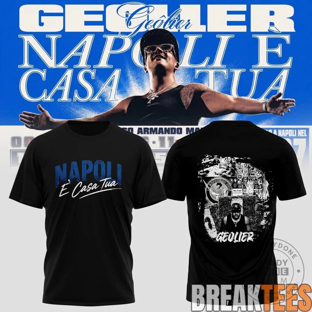 Geolier Napoli È Casa Tua Italian Rapper Concert Tour Black T-Shirt 9 Geolier Napoli È Casa Tua Italian Rapper Concert Tour Black T-Shirt