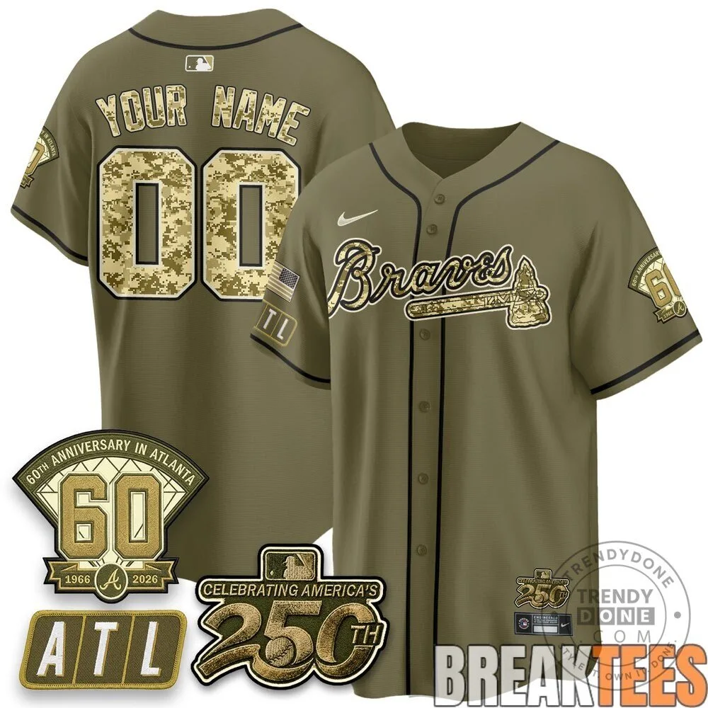 Atlanta Braves Salute To Service Custom Baseball Jersey