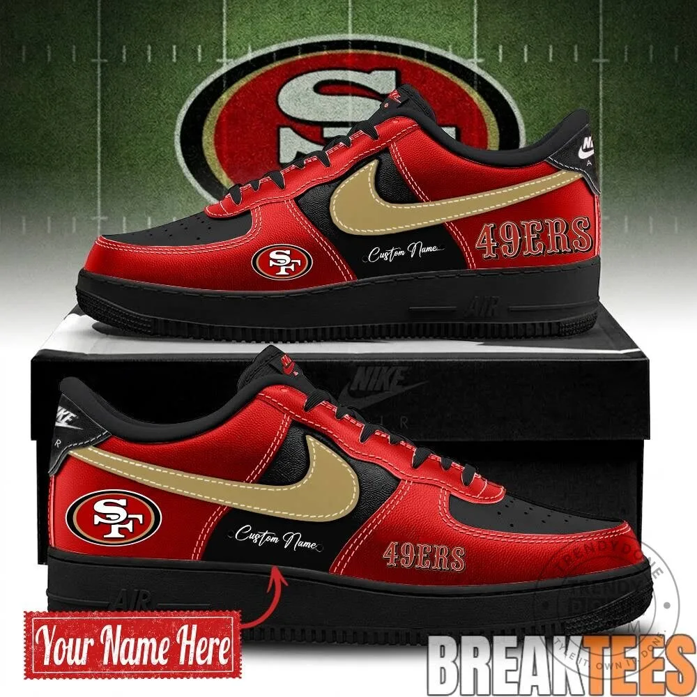 San Francisco 49ers Bold Black and Red Custom Name Shoes