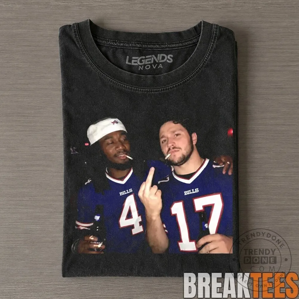 Buffalo Bills James Cook and Josh Allen Drinking Middle Finger T-Shirt 6 Buffalo Bills James Cook and Josh Allen Drinking Middle Finger T-Shirt