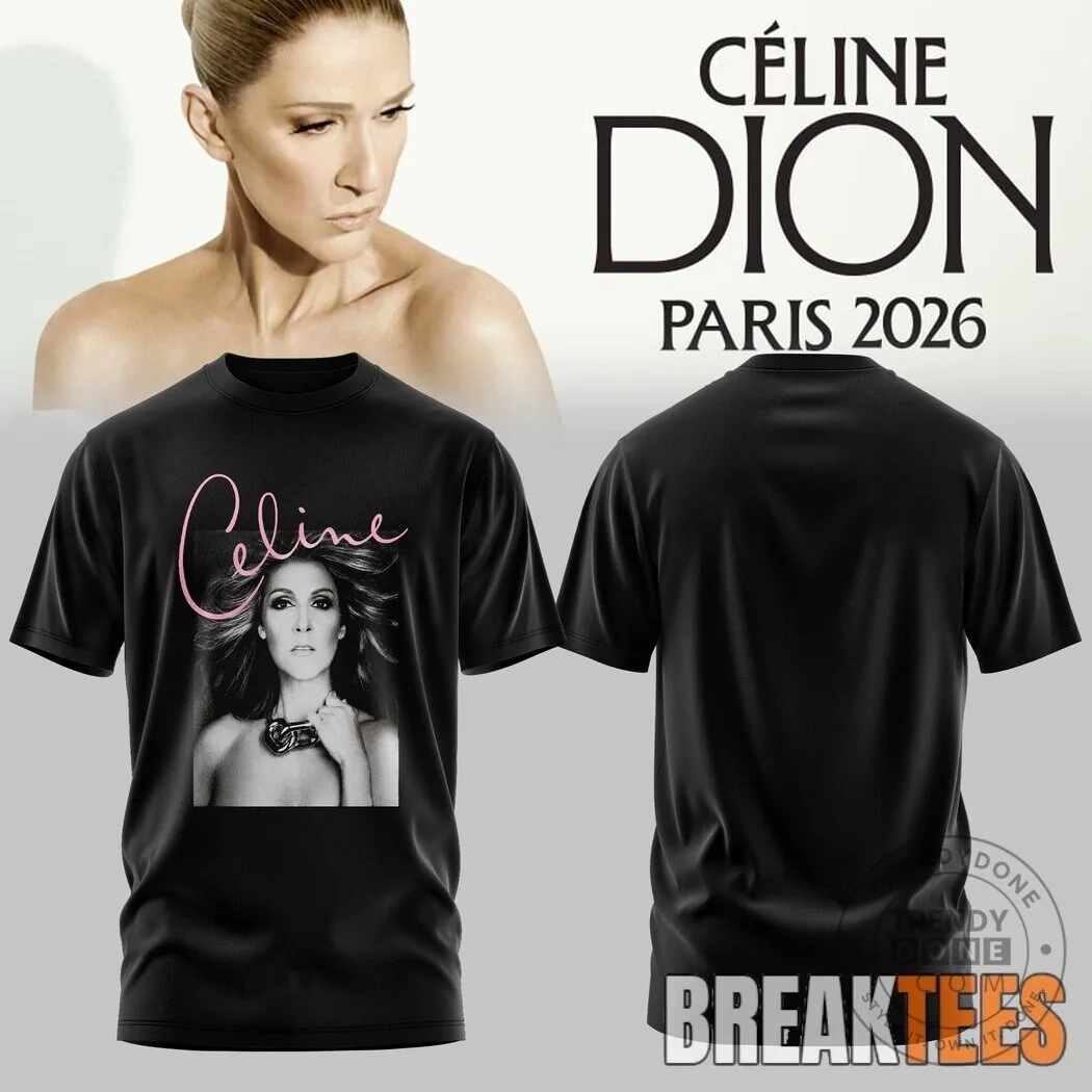 Celine Dion Paris 2026 Concert Tour Black Graphic T-Shirt
