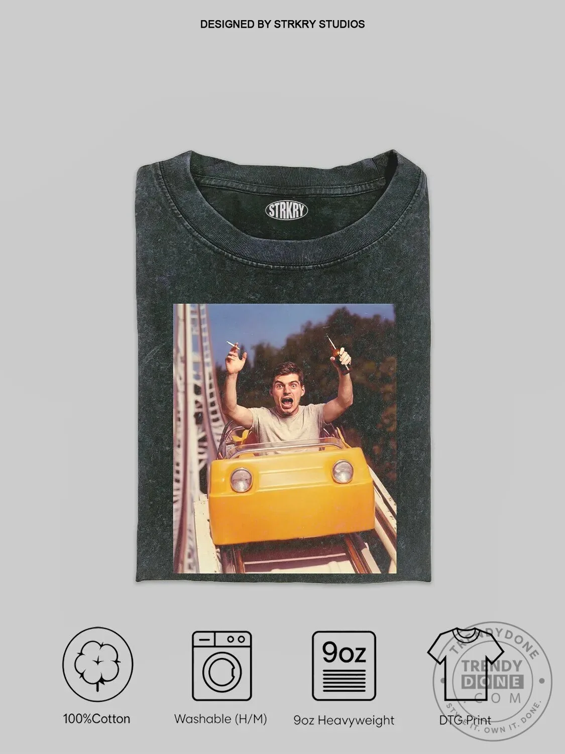 Roller Coaster Ride Scream Funny Graphic T-Shirt