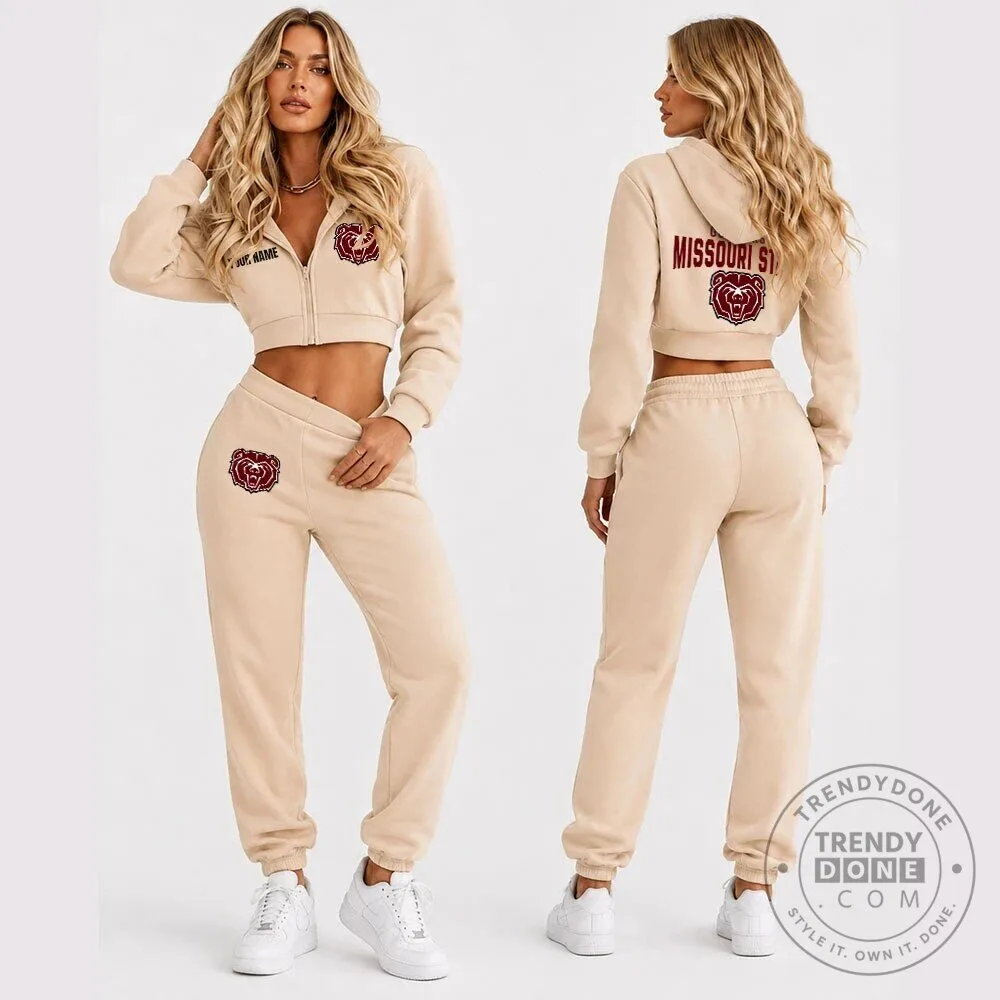 Missouri State Bears Women's Cropped Hoodie and Jogger Pants Set