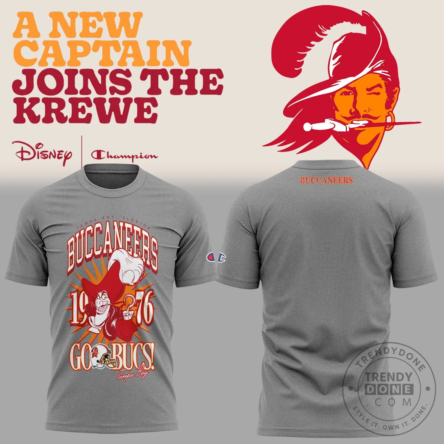 Captain Hook Buccaneers Go Bucs T-Shirt