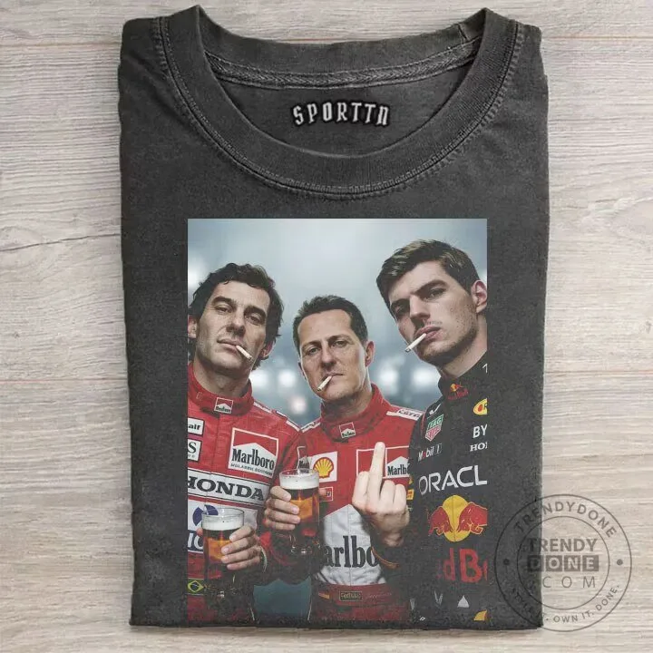Max Verstappen Ayrton Senna Michael Schumacher Formula 1 Racing T-Shirt 5 Max Verstappen Ayrton Senna Michael Schumacher Formula 1 Racing T-Shirt