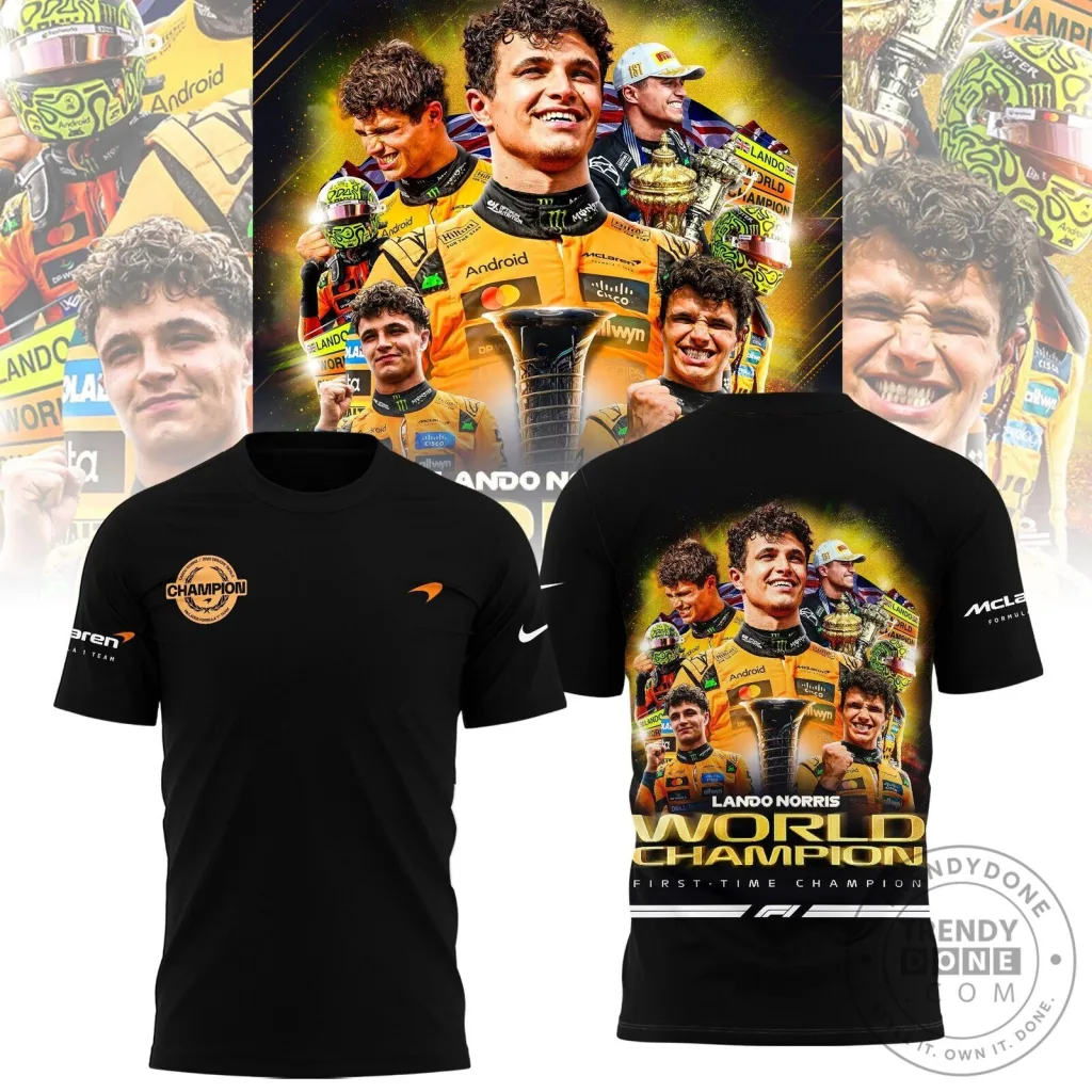 Lando Norris World Champion First Time Champion T-Shirt Lando Norris World Champion First Time Champion T-Shirt