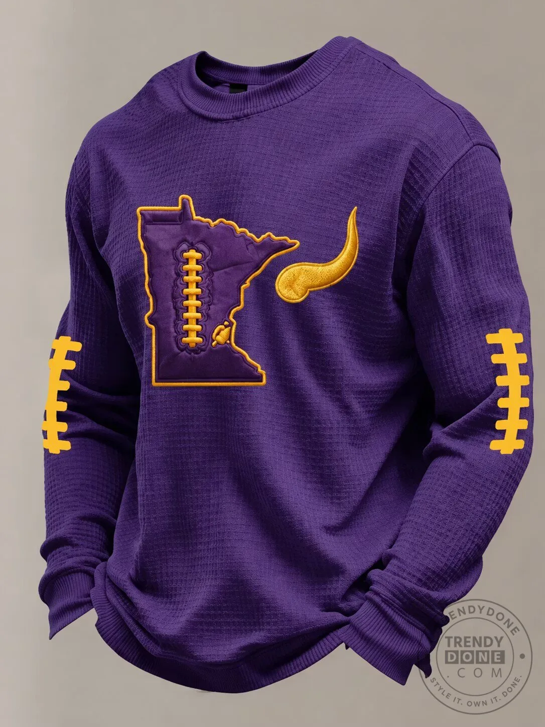 Minnesota Football State Outline Purple Waffle Knit Long-Sleeve Shirt 2 Minnesota Football State Outline Purple Waffle Knit Long-Sleeve Shirt