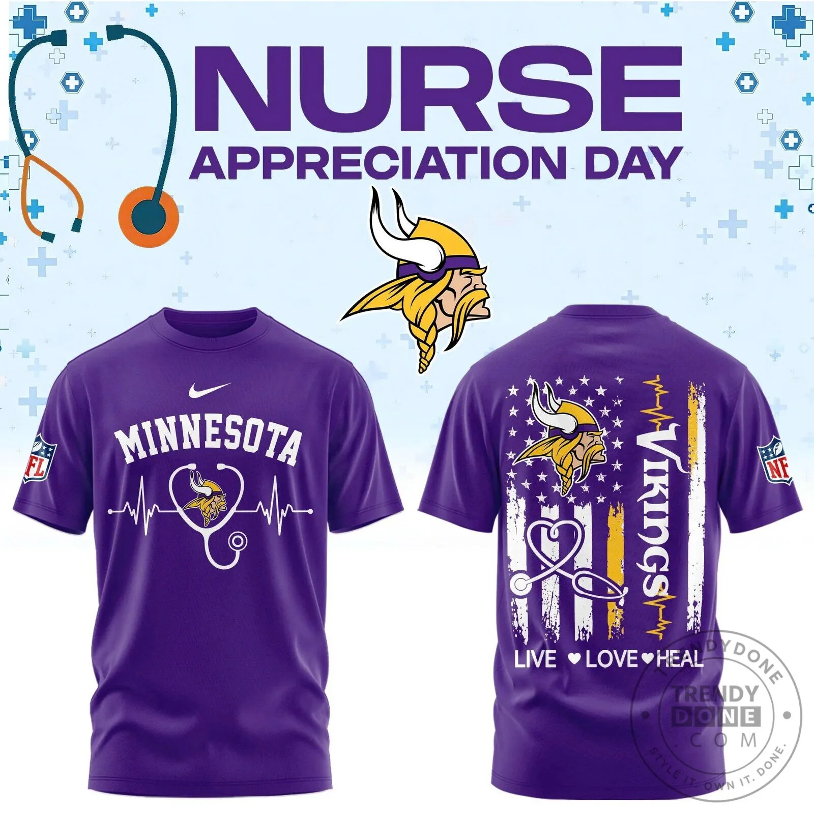 Minnesota Football Nurse Appreciation Day Purple T-Shirt 1 Minnesota Football Nurse Appreciation Day Purple T-Shirt