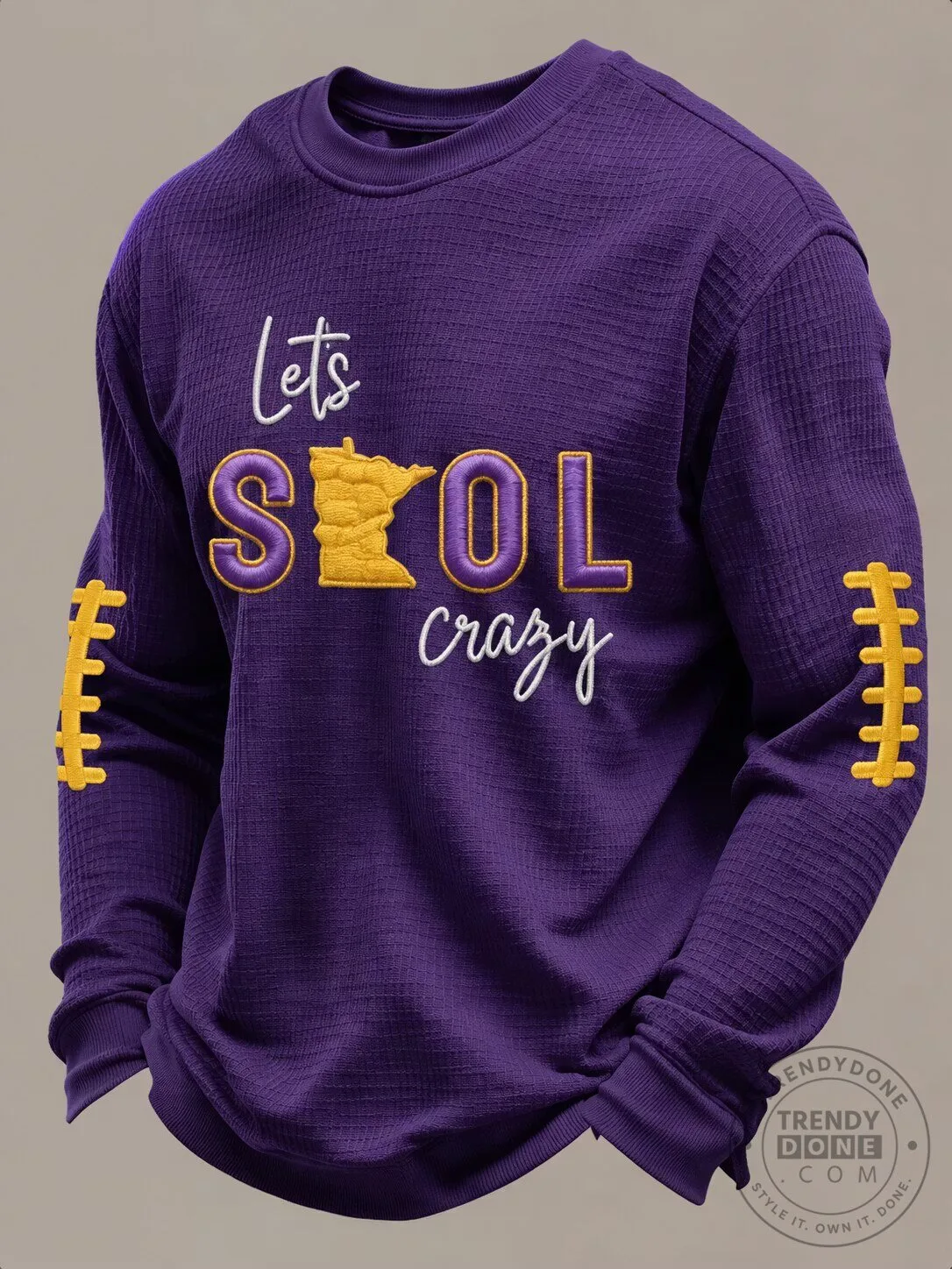 Minnesota Football Let's Skol Crazy Purple Waffle Knit Sweatshirt