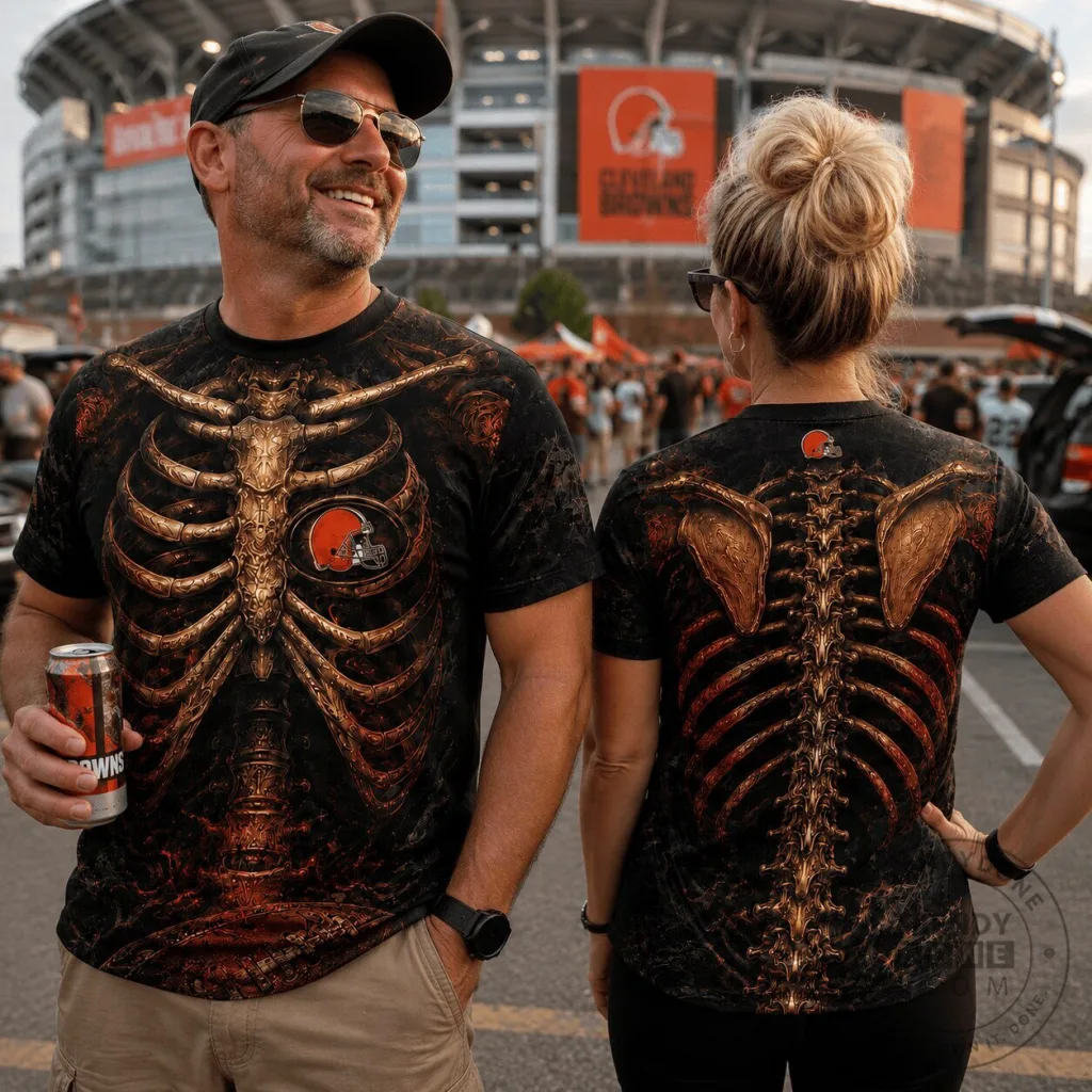 Cleveland Browns Football Skeleton Rib Cage Design T-Shirt Cleveland Browns Football Skeleton Rib Cage Design T-Shirt