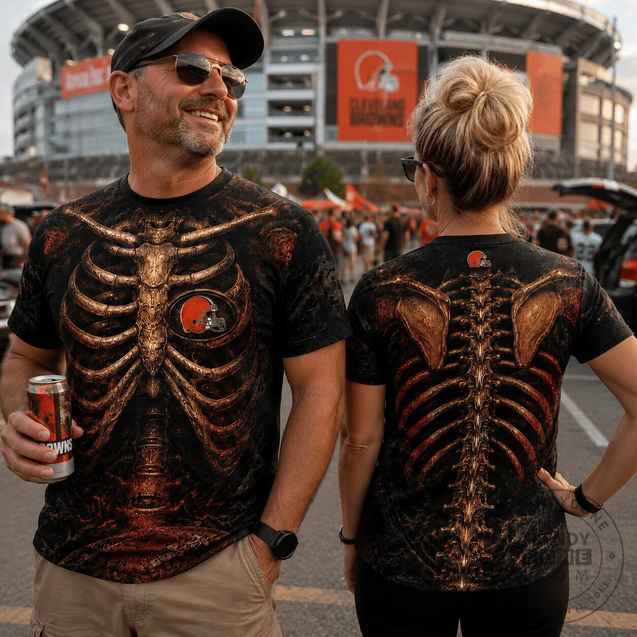 Cleveland Browns Football Skeleton Rib Cage Design T-Shirt