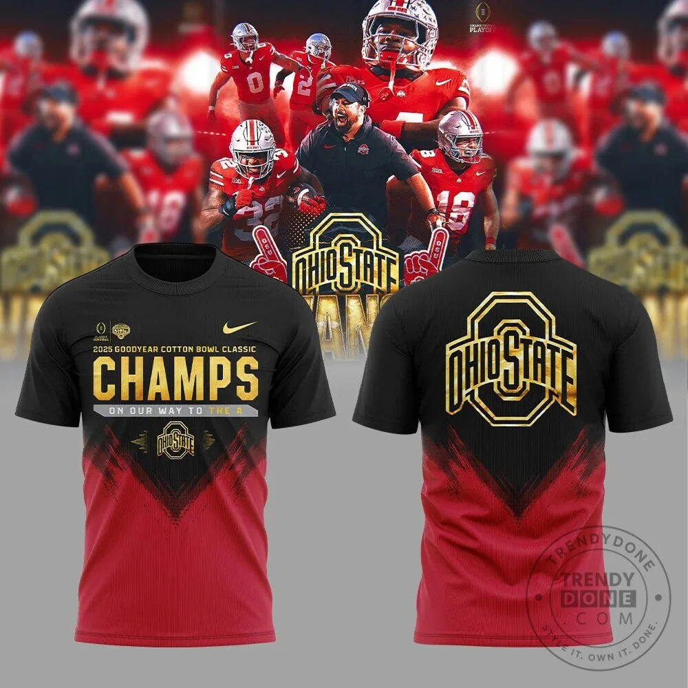 Black and Red T-Shirt Celebrating Ohio State Football 2025 Cotton Bowl Championship 9 Black and Red T-Shirt Celebrating Ohio State Football 2025 Cotton Bowl Championship