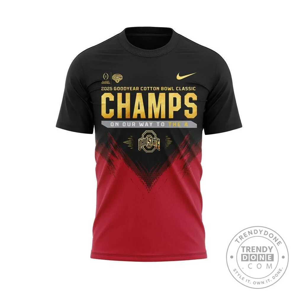 Black and Red T-Shirt Celebrating Ohio State Football 2025 Cotton Bowl Championship 10 Black and Red T-Shirt Celebrating Ohio State Football 2025 Cotton Bowl Championship