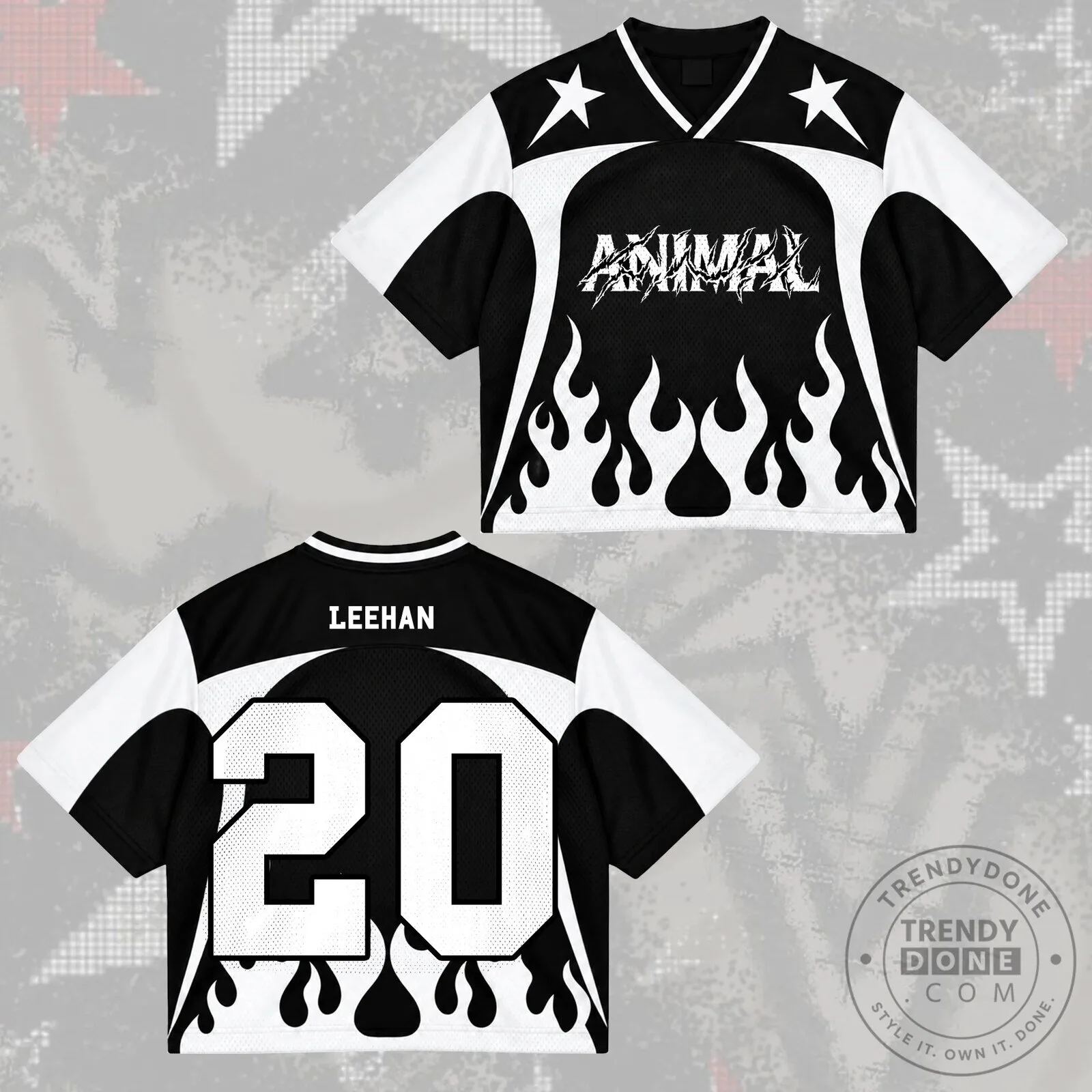 Animal Leehan Number 20 Cyber Grunge Mixed Mesh Jersey