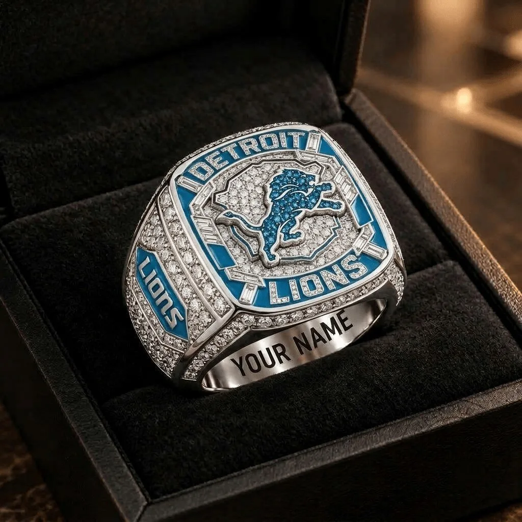 Custom Engraved Championship Ring for Detroit Lions NFL Fans 2 Custom Engraved Championship Ring for Detroit Lions NFL Fans