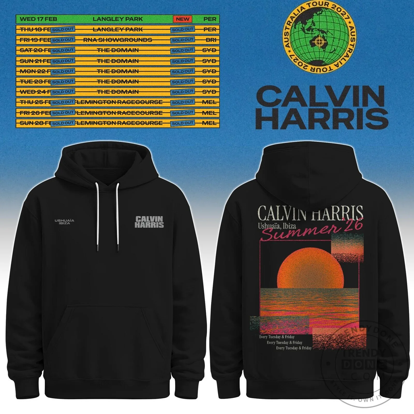 Calvin Harris Australia Tour 2027 Schedule Black Hoodie