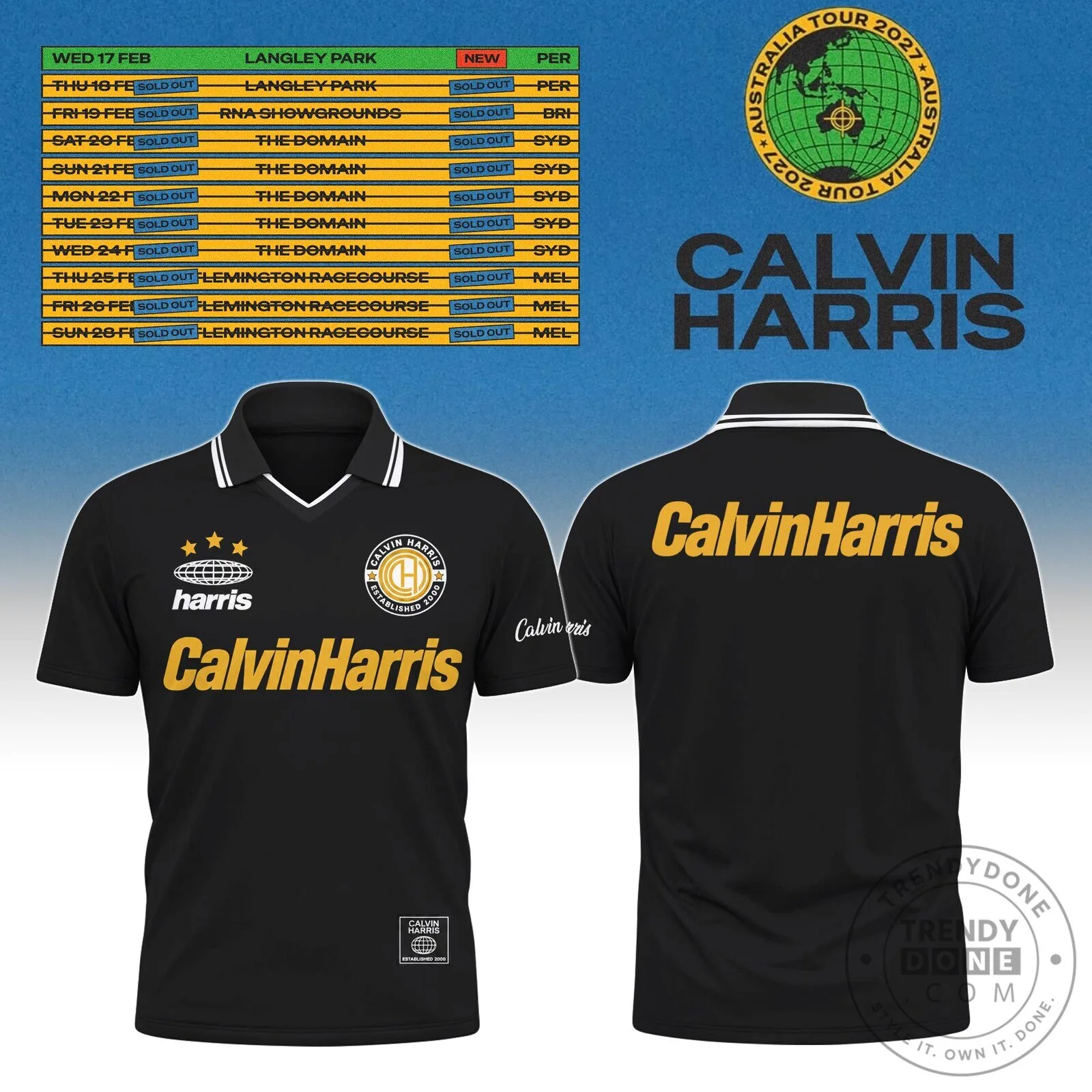 Calvin Harris Black Established 2000 Music Festival Polo Shirt