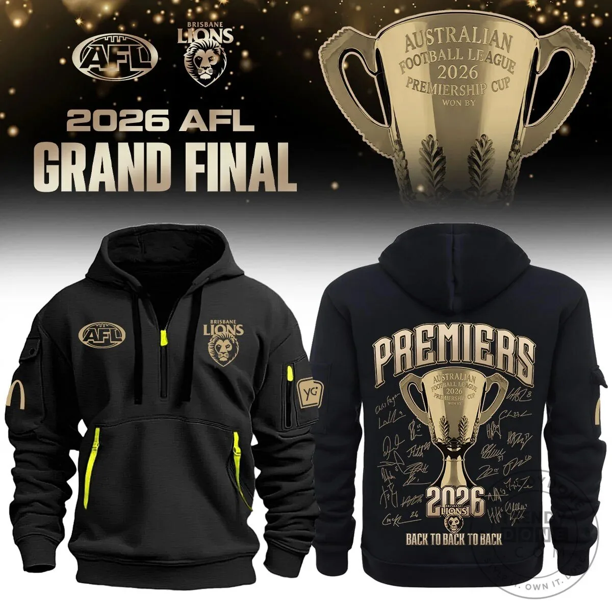 Brisbane Lions Australian Football League 2026 Premiership Cup Champions Hoodie