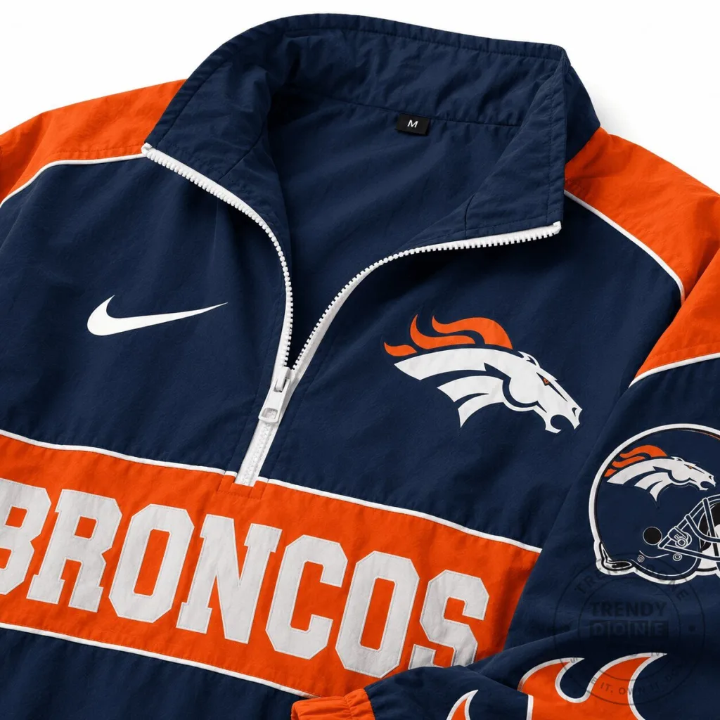 Denver Broncos Nike Quarter-Zip Pullover Windbreaker Jacket Denver Broncos Nike Quarter-Zip Pullover Windbreaker Jacket