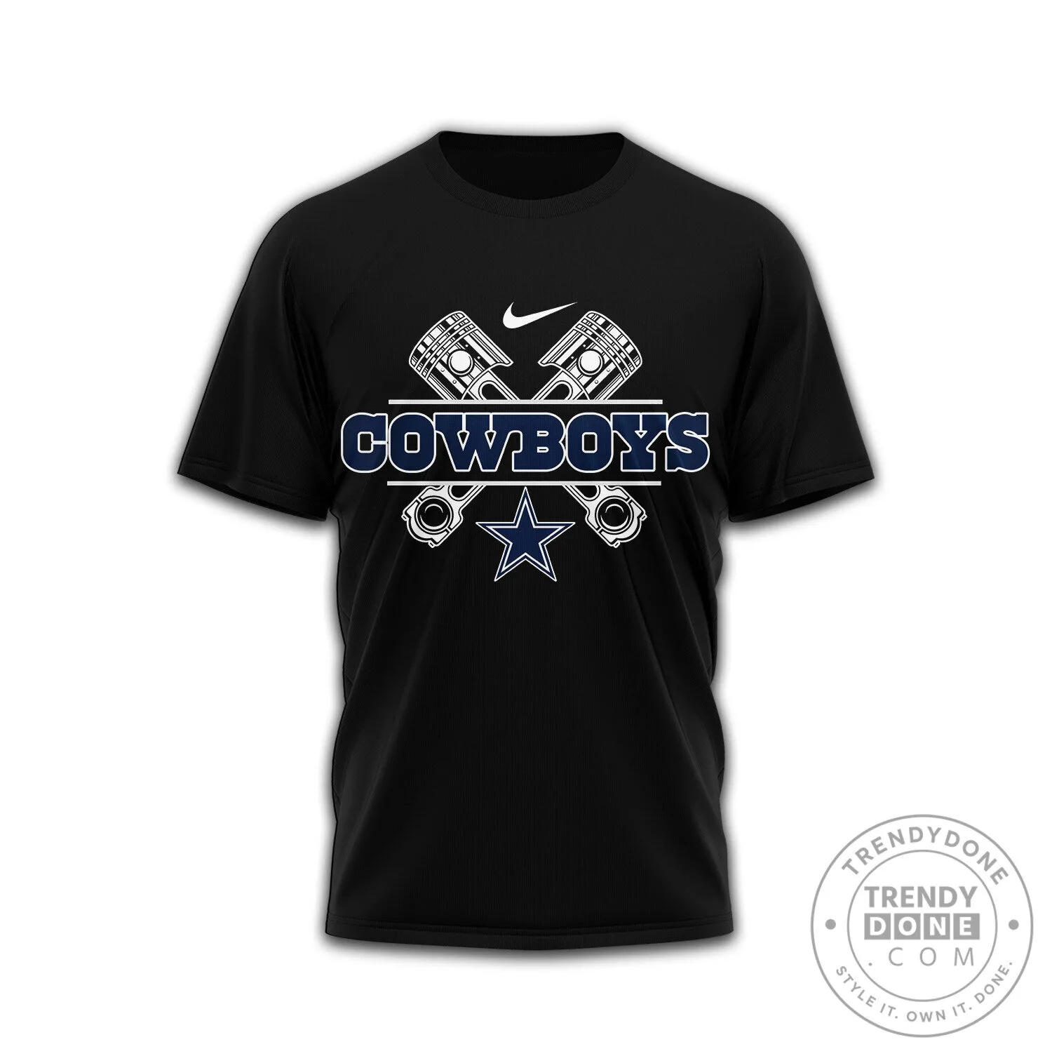 Dallas Cowboys Football Team Pistons Logo Black Graphic T-Shirt