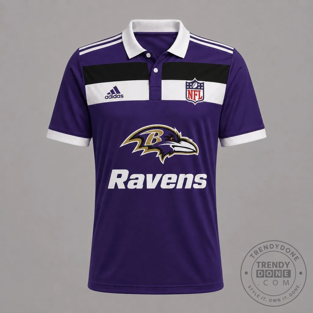 Baltimore Ravens NFL Football Team Purple and White Active Performance Polo Shirt Baltimore Ravens NFL Football Team Purple and White Active Performance Polo Shirt