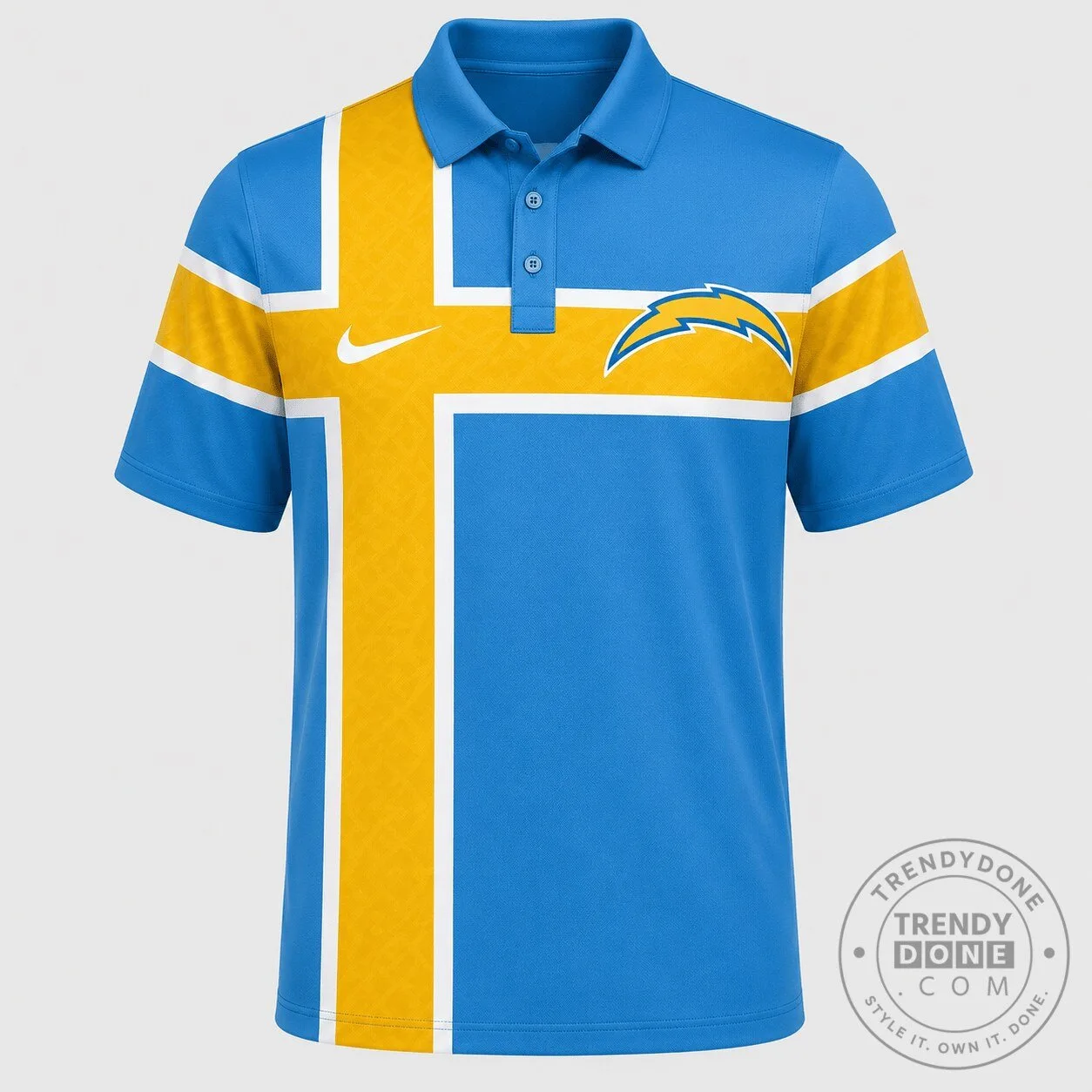 Los Angeles Chargers NFL Cross Stripe Design Men's Polo Shirt