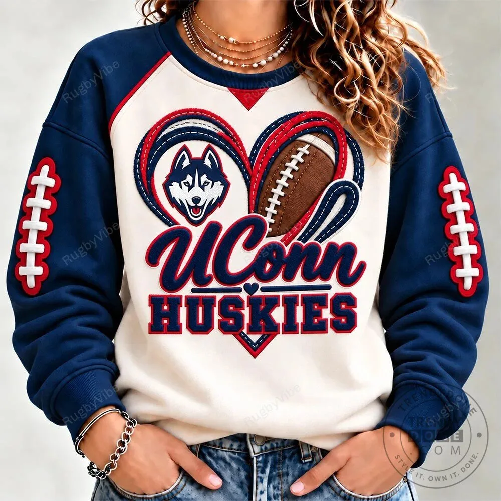 UConn Huskies Football Team Heart Shaped Logo Sweatshirt