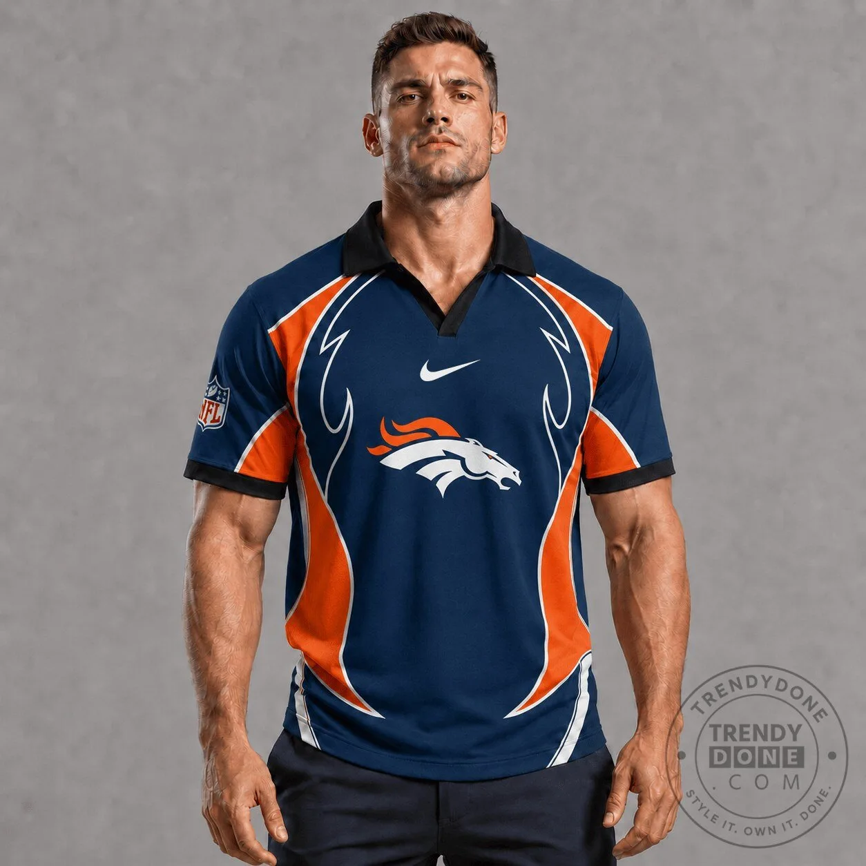 Denver Broncos NFL Football Team Fan Gear Performance Polo Shirt