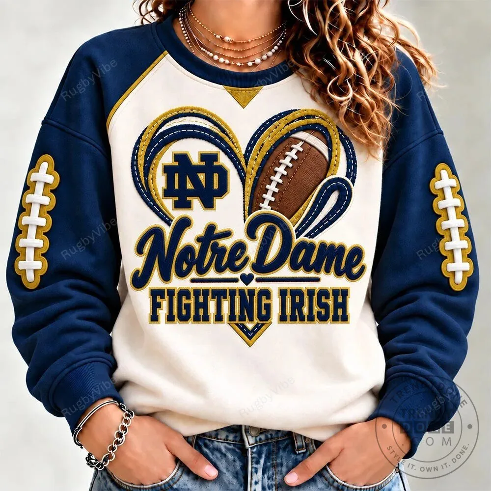 Notre Dame Fighting Irish Football Heart Logo Women's Crewneck Sweatshirt