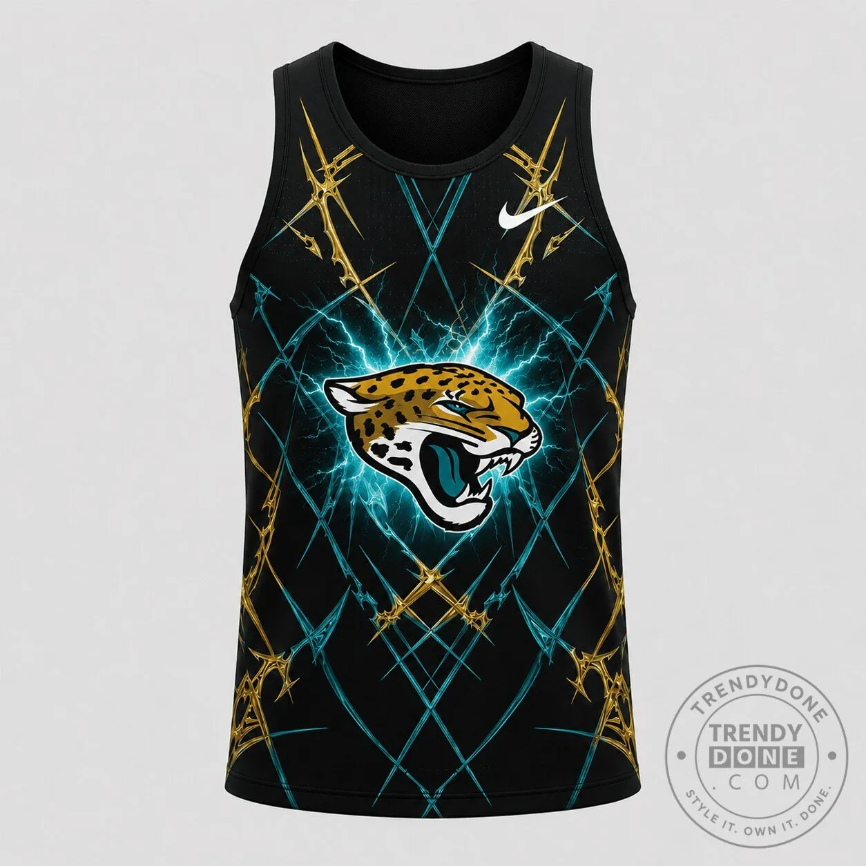 Jacksonville Jaguars Dynamic Graphic Black and Teal Tank Top