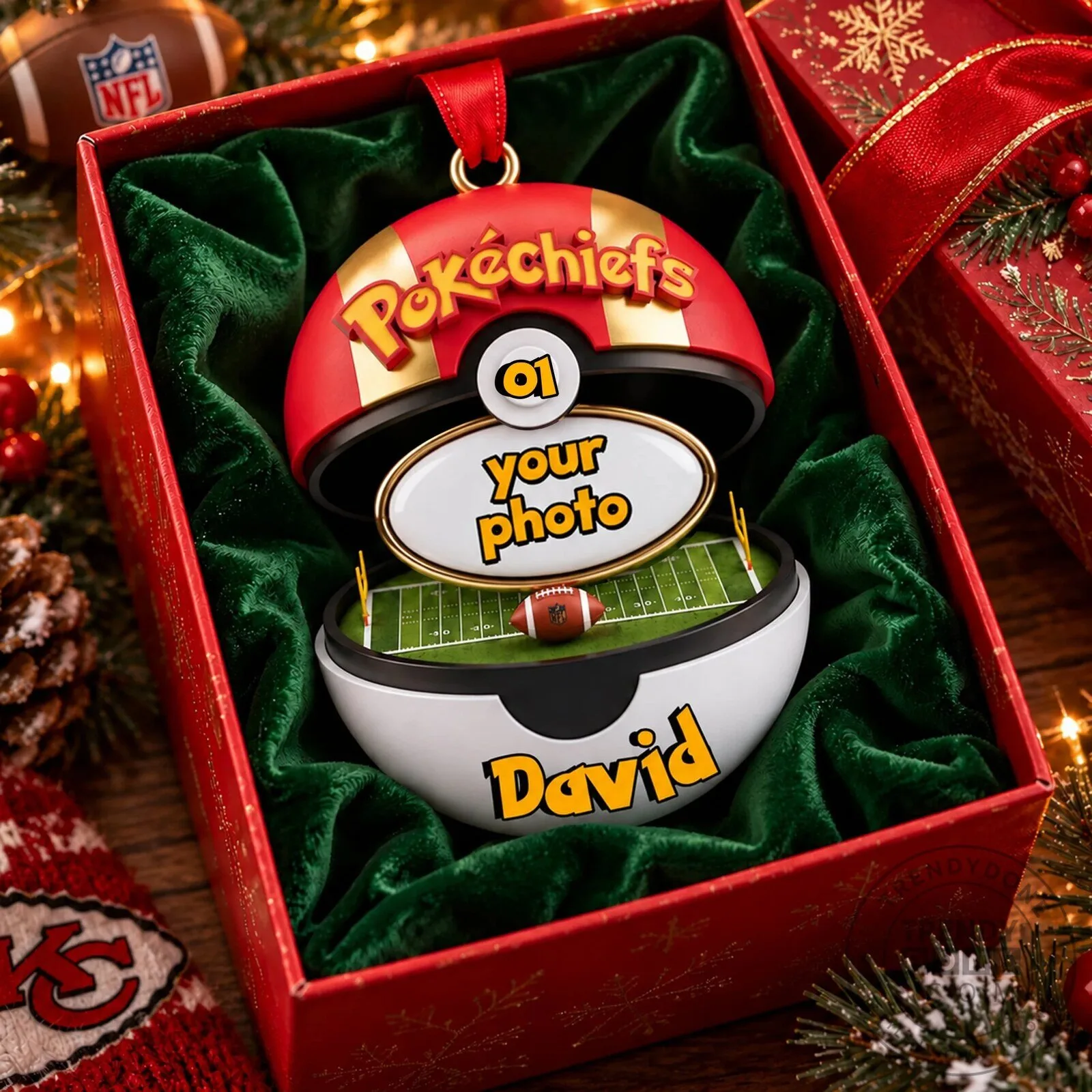 Kansas City Chiefs Football Pokeball Personalized Christmas Ornament 11 Kansas City Chiefs Football Pokeball Personalized Christmas Ornament