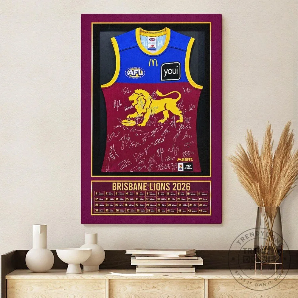 Brisbane Lions 2026 AFL Premiers Signed Jersey Framed Canvas Wall Art