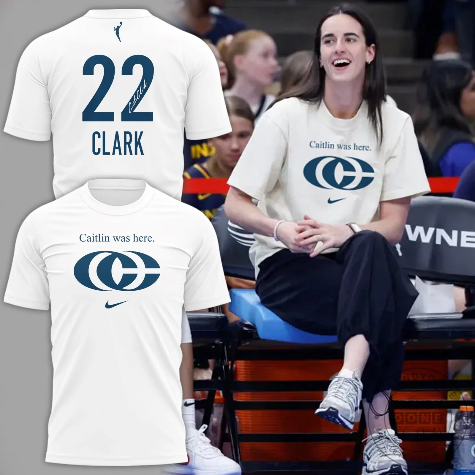 Caitlin Clark 22 Clark Back Number White Graphic T-Shirt 2 Caitlin Clark 22 Clark Back Number White Graphic T-Shirt