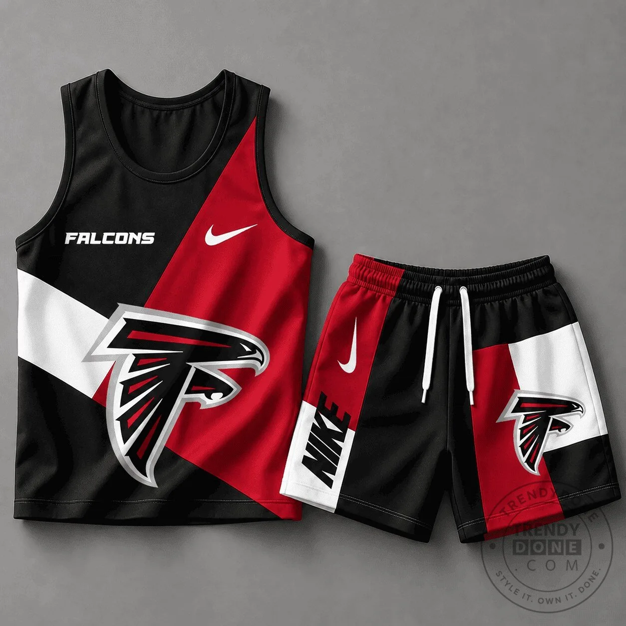 Atlanta Falcons NFL Football Team Color Block Athletic Tank Top and Shorts Set