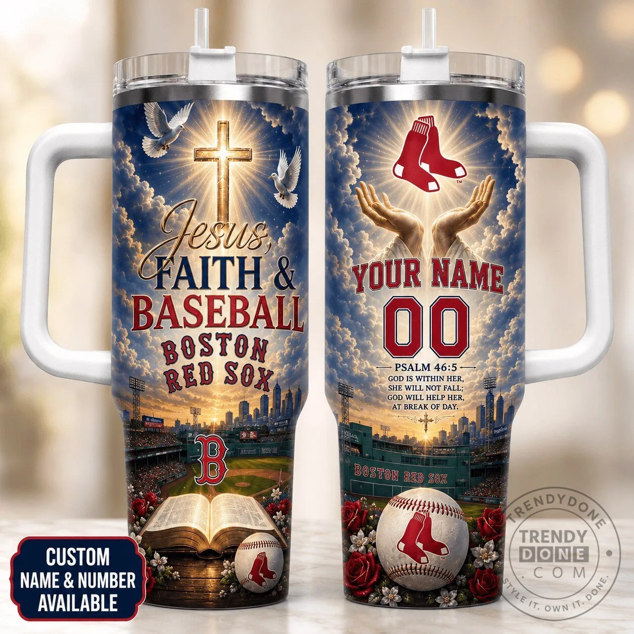 Personalized Stainless Steel Tumbler for Boston Red Sox Fans